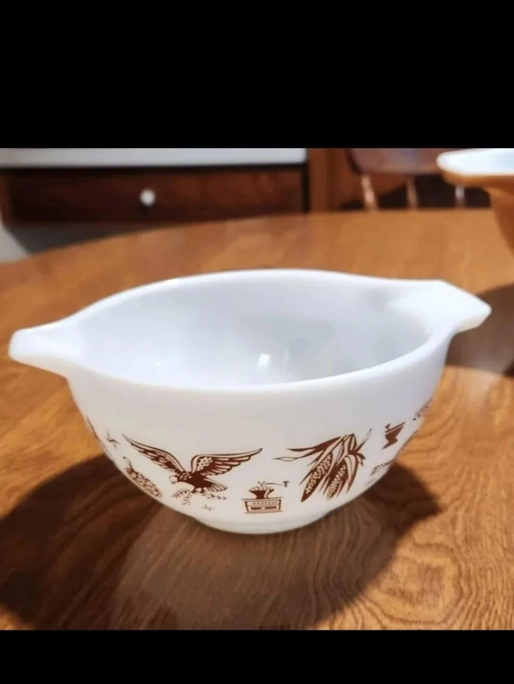 Vintage Pyrex Early American Nesting Mixing Bowls Set - Brown Americana Pattern